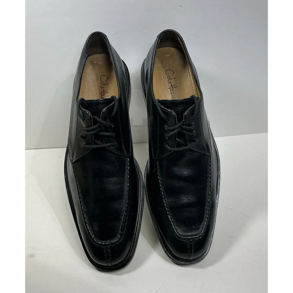 Cole Haan Lenox Hill Mens Sz‎ 7 1/2 M Split Toe Oxford Black Leather Dress Shoes